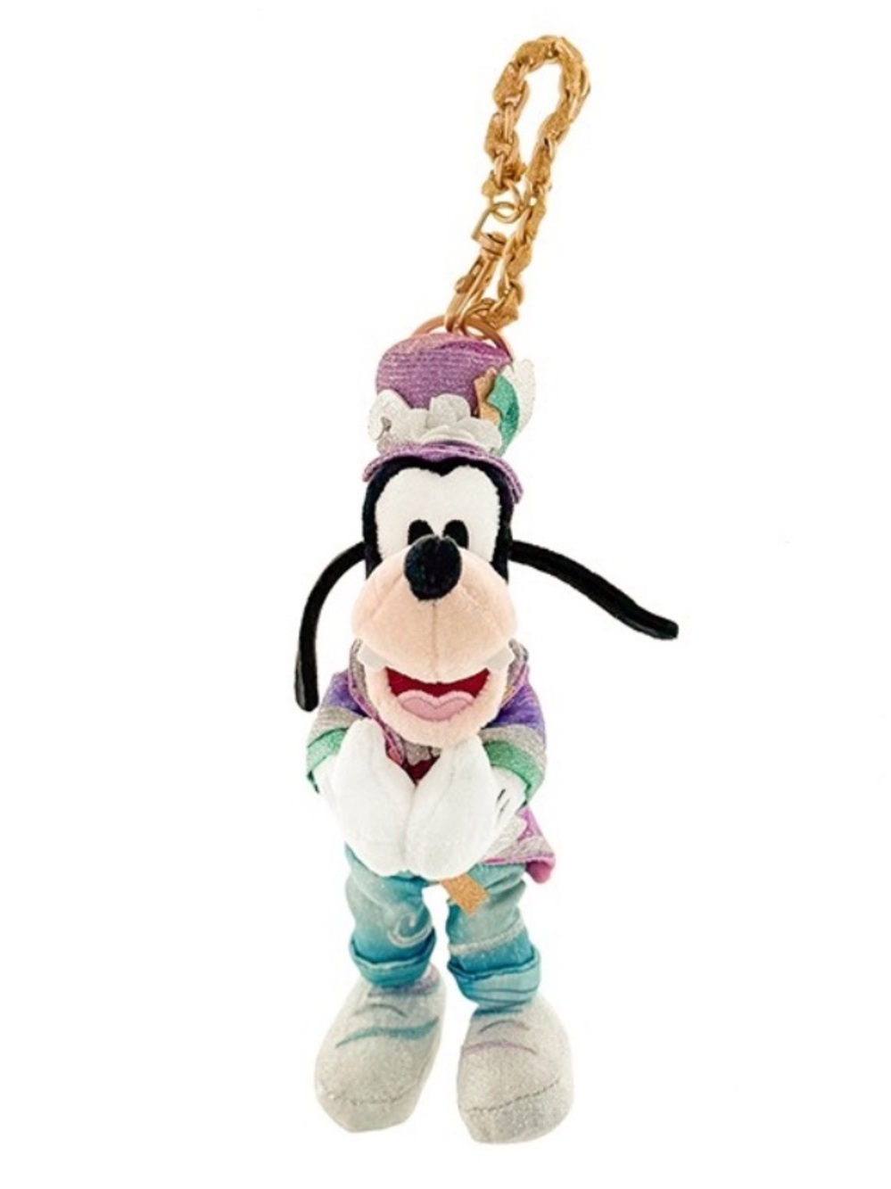 BNWT Disney Hong Kong Disneyland 20th Anniversary Goofy Plush Bag Charm Keychain